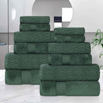 Chevron Zero Twist Solid and Jacquard Soft Cotton 12 Piece Towel Set - Towel Set by Superior Brand