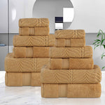 Chevron Zero Twist Solid and Jacquard Soft Cotton 12 Piece Towel Set - Towel Set by Superior Brand