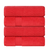 Zero Twist Cotton Solid and Jacquard Bath Towel Set of 4 - Bath Towel by Superior Brand