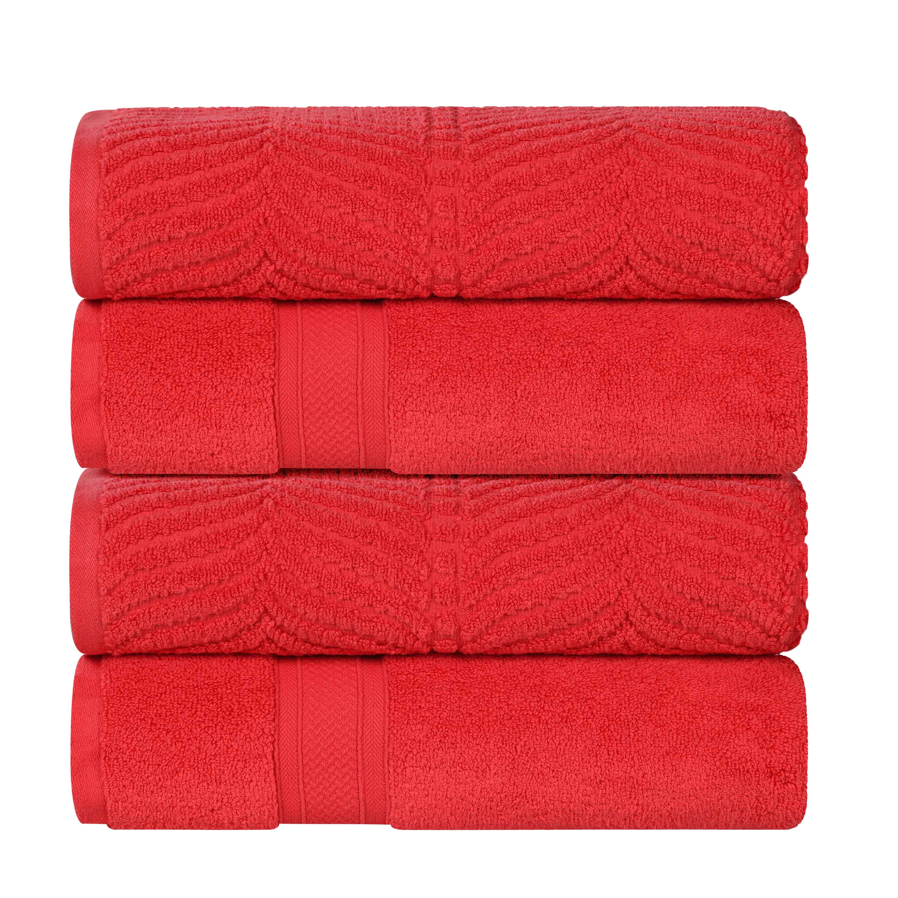 Zero Twist Cotton Solid and Jacquard Bath Towel Set of 4 - Bath Towel by Superior Brand