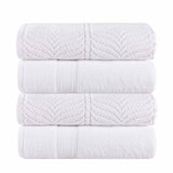 Zero Twist Cotton Solid and Jacquard Bath Towel Set of 4 - Bath Towel by Superior Brand