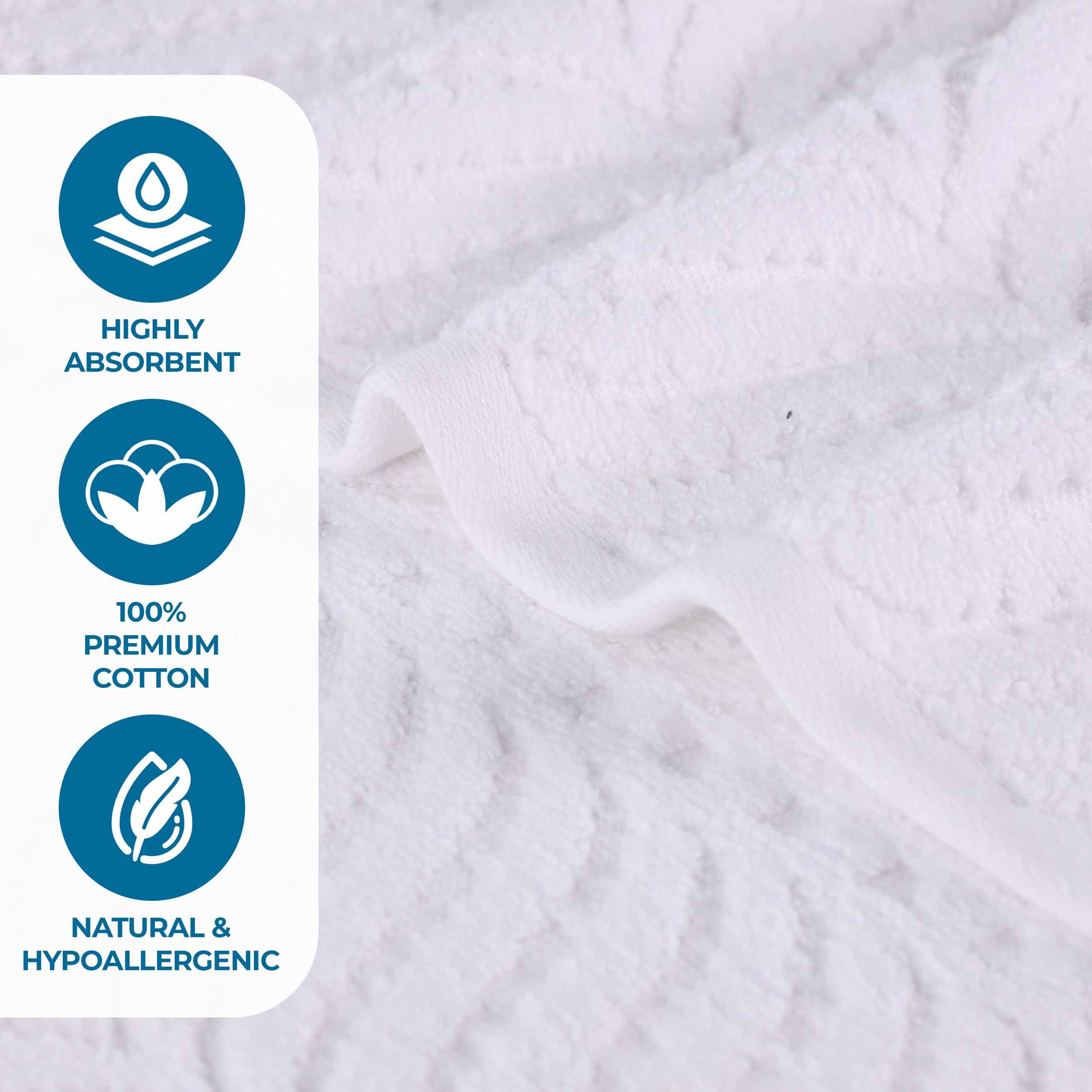 Zero Twist Cotton Solid and Jacquard Bath Towel Set of 4 - Bath Towel by Superior Brand