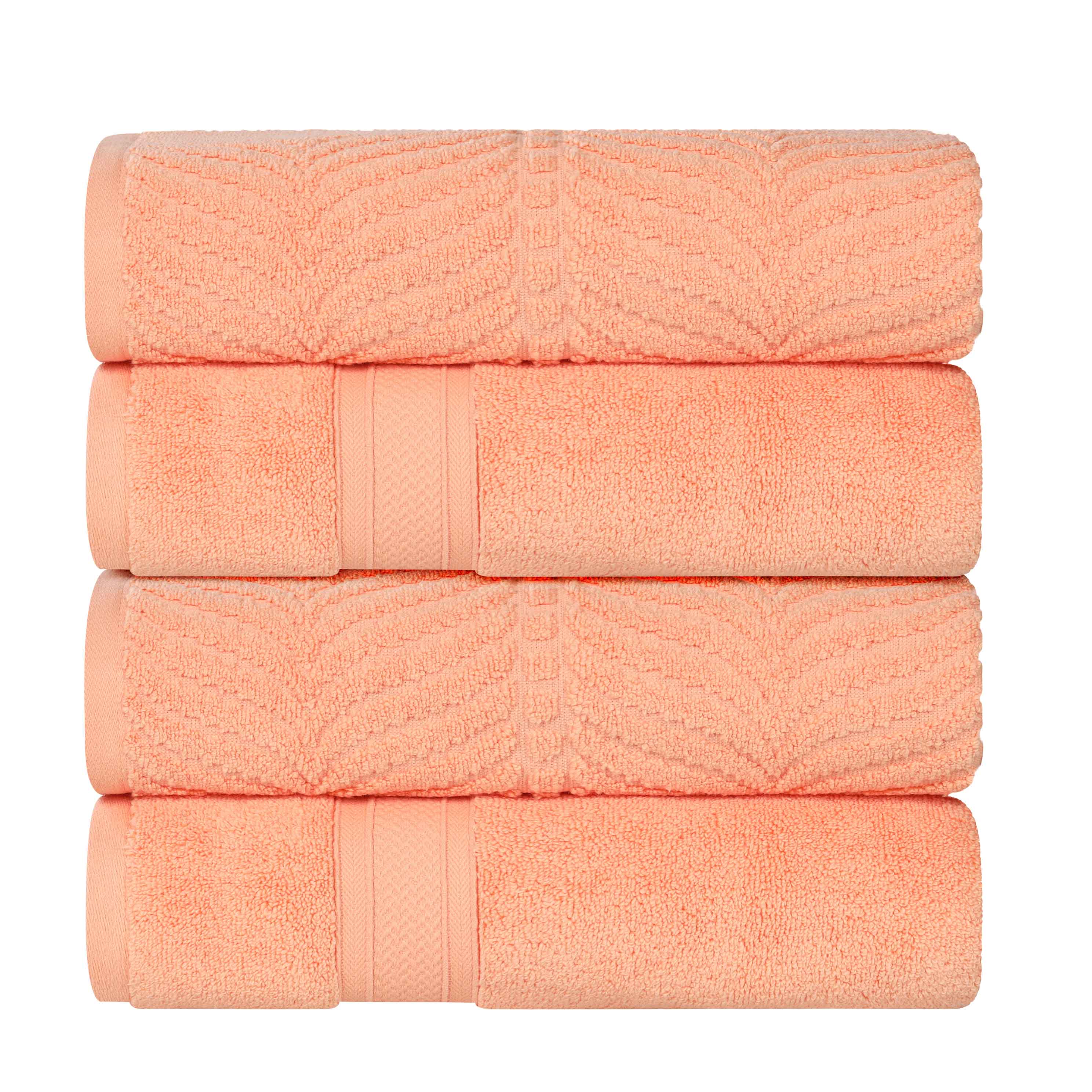Zero Twist Cotton Solid and Jacquard Bath Towel Set of 4 - Bath Towel by Superior Brand