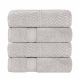 Zero Twist Cotton Solid and Jacquard Bath Towel Set of 4 - Bath Towel by Superior Brand