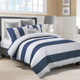 100% Cotton Nautical Stripe Duvet Cover Set Cotton - Duvet Cover Set by Superior Brand