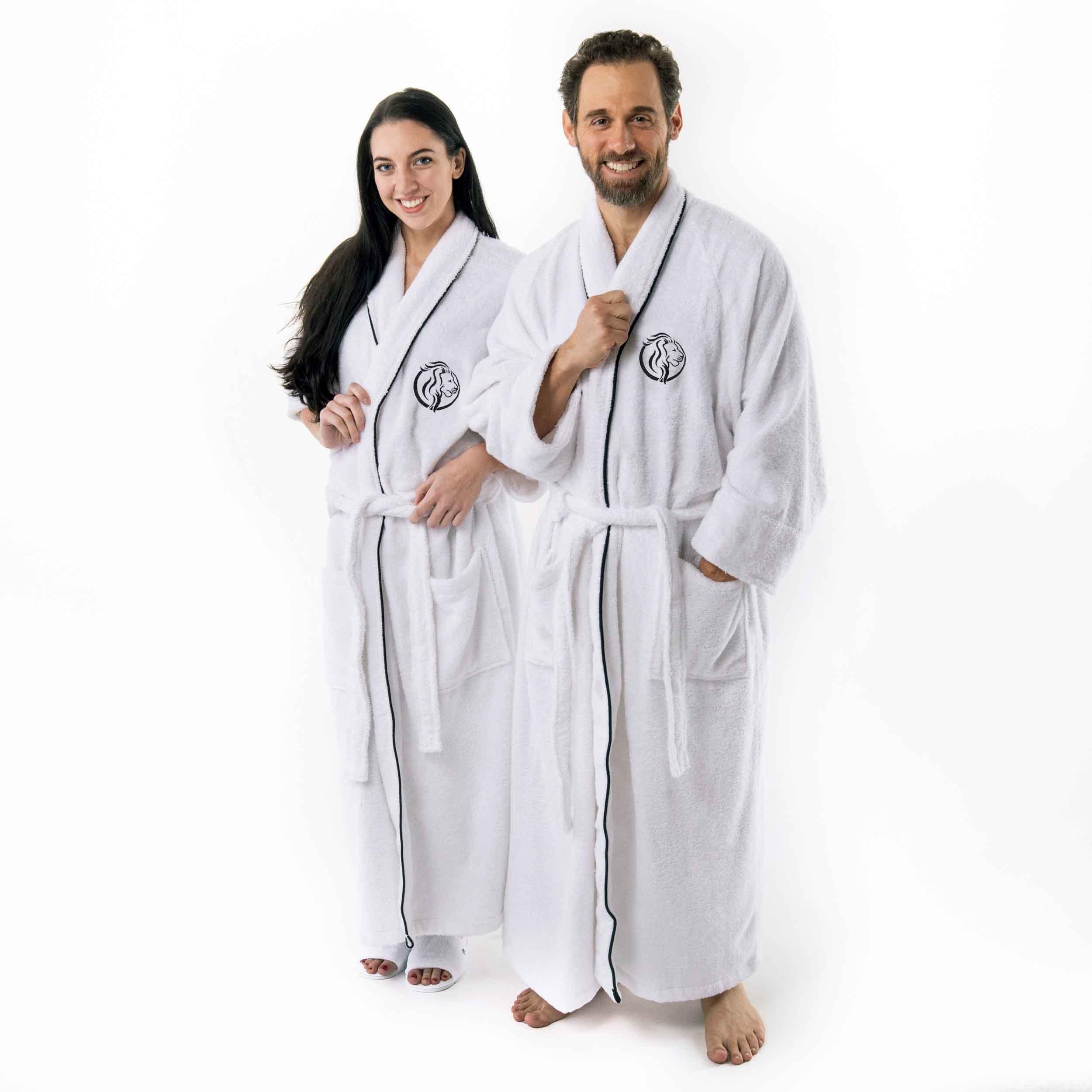 Cotton Embroidered Bathrobe Adults Unisex Bath Robe for Men and Women - Bath Robe by Superior Brand