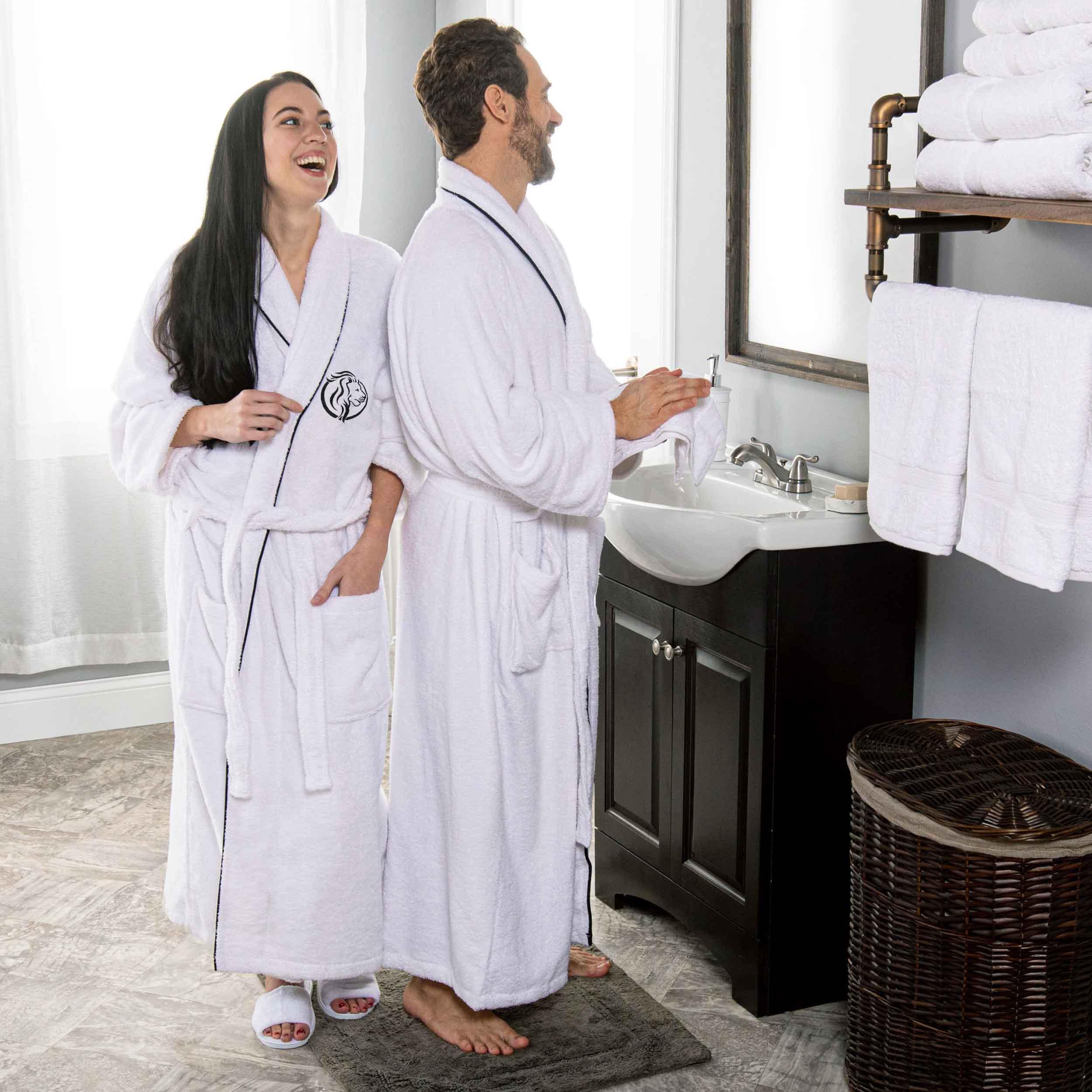 Cotton Embroidered Bathrobe Adults Unisex Bath Robe for Men and Women - Bath Robe by Superior Brand