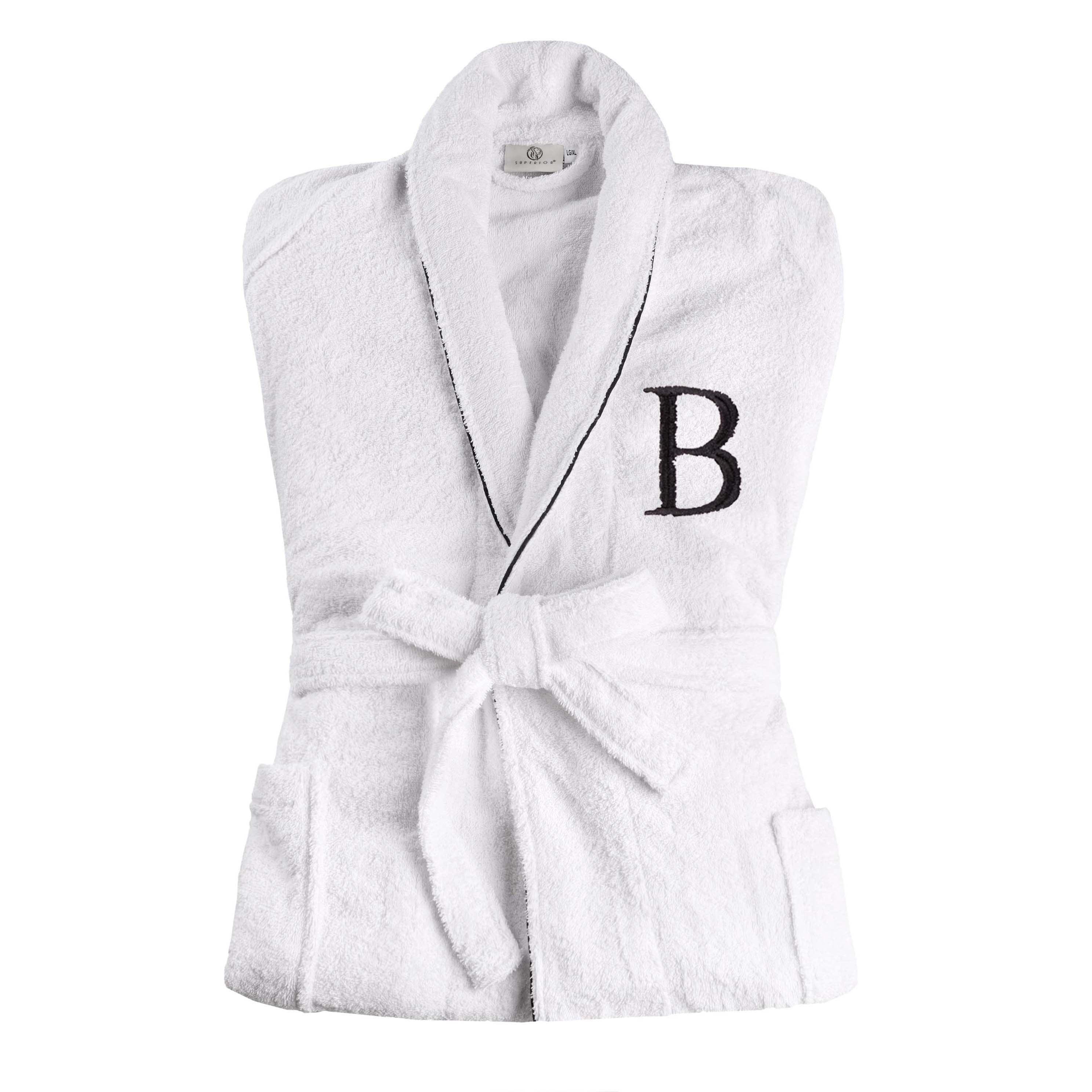Cotton Embroidered Bathrobe Adults Unisex Bath Robe for Men and Women - Bath Robe by Superior Brand