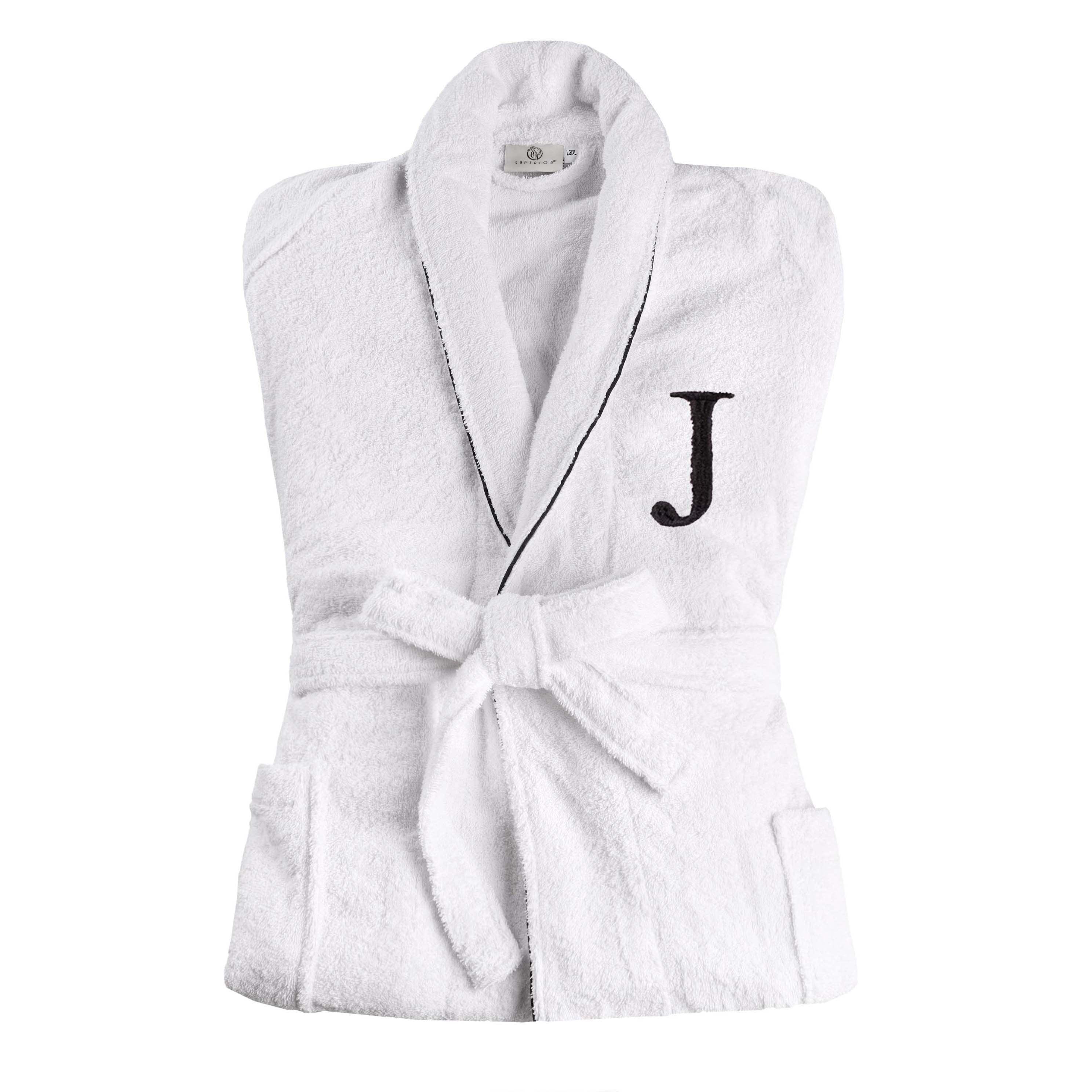 Cotton Embroidered Bathrobe Adults Unisex Bath Robe for Men and Women - Bath Robe by Superior Brand