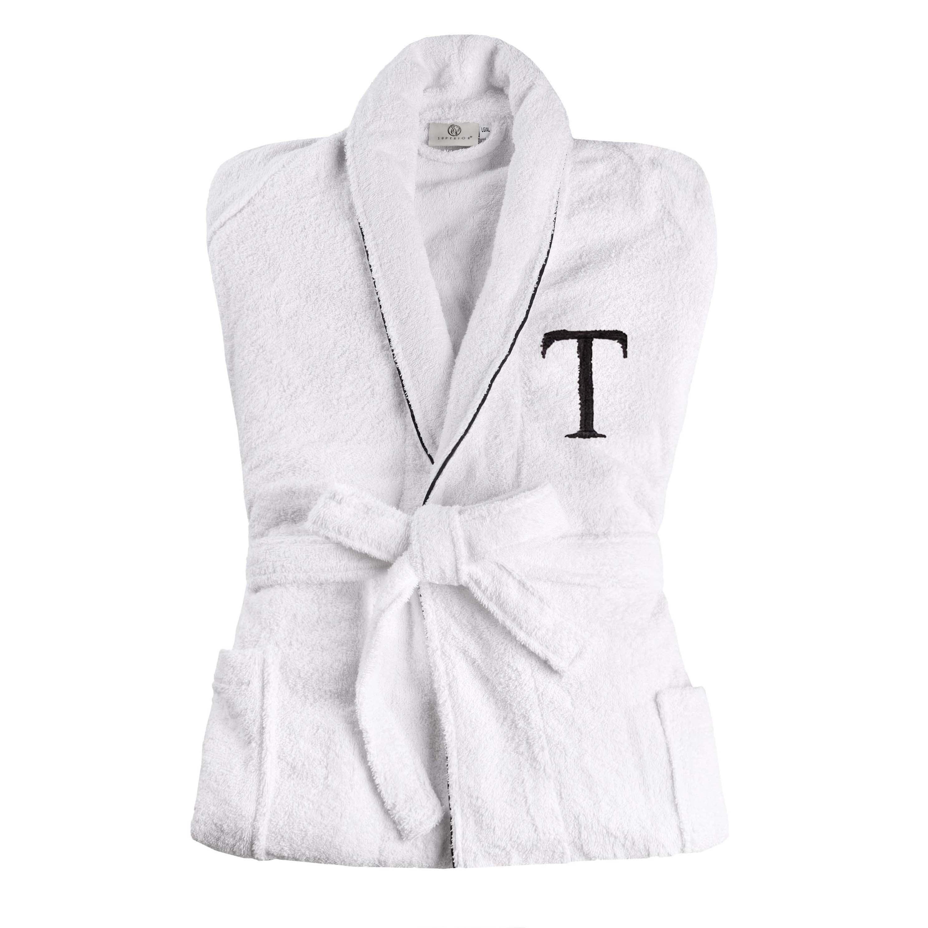 Cotton Embroidered Bathrobe Adults Unisex Bath Robe for Men and Women - Bath Robe by Superior Brand