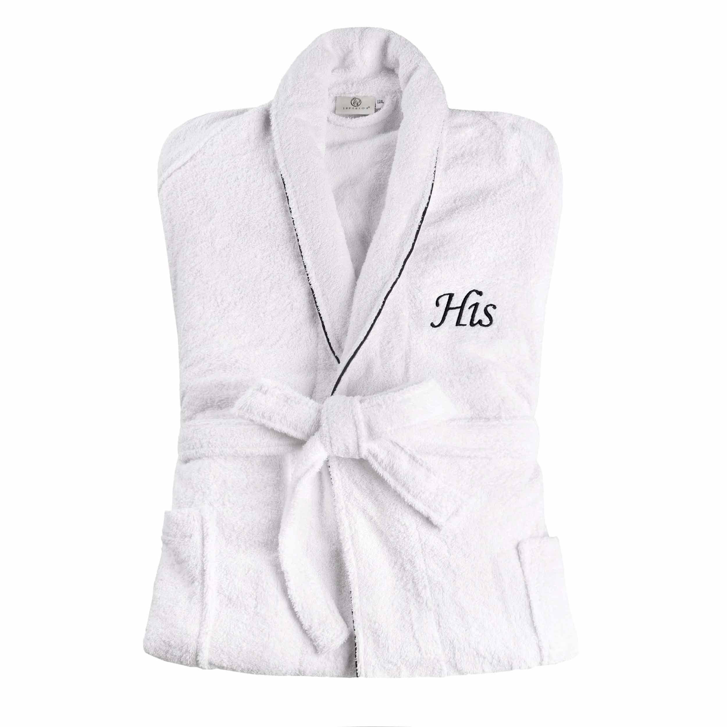 Cotton Embroidered Bathrobe Adults Unisex Bath Robe for Men and Women - Bath Robe by Superior Brand