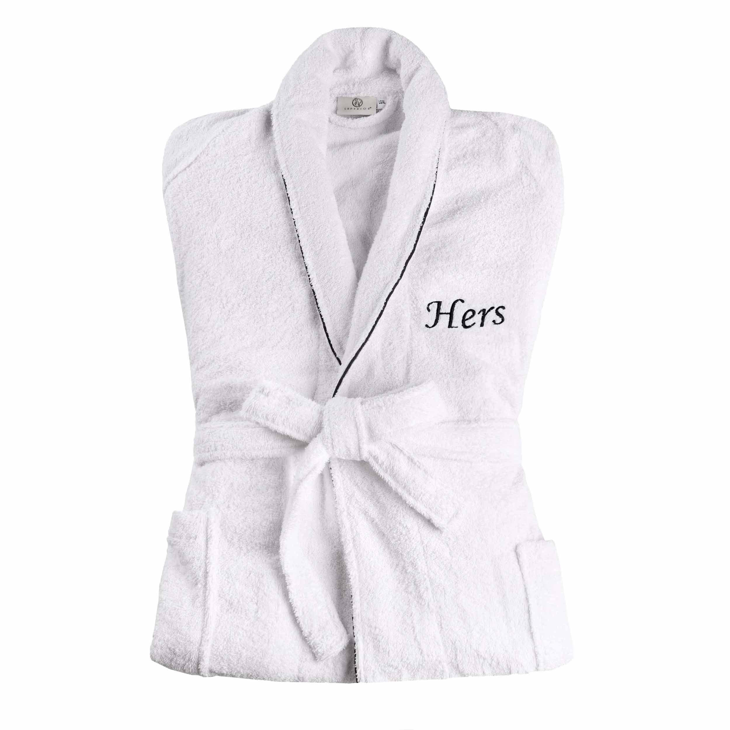 Cotton Embroidered Bathrobe Adults Unisex Bath Robe for Men and Women - Bath Robe by Superior Brand