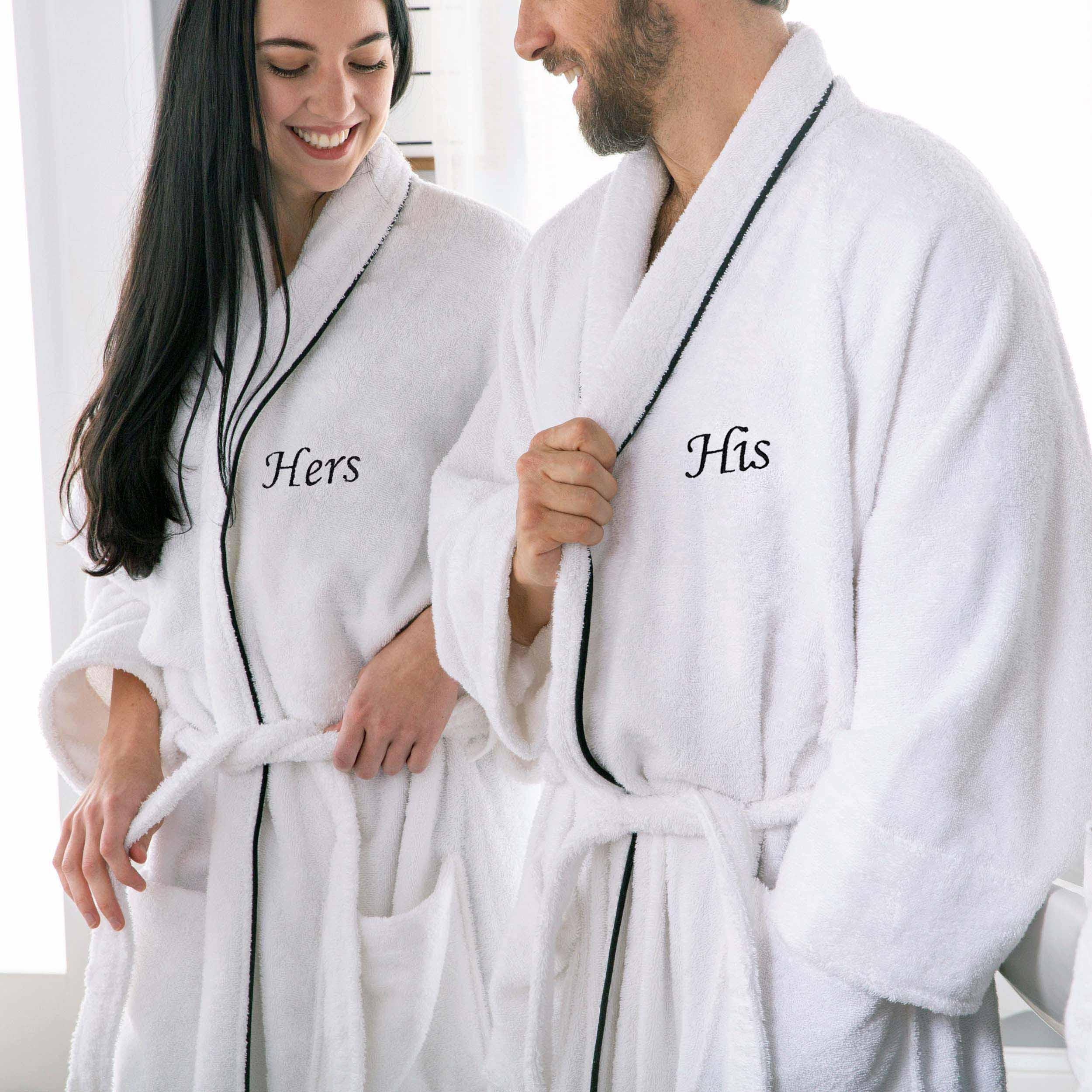 Cotton Embroidered Bathrobe Adults Unisex Bath Robe for Men and Women - Bath Robe by Superior Brand