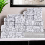 Cotton Plush Towel Set 12-Piece Jasper Geometric Jacquard - Towel Set by Superior Brand