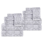 Cotton Plush Towel Set 12-Piece Jasper Geometric Jacquard - Towel Set by Superior Brand