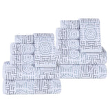 Cotton Plush Towel Set 12-Piece Jasper Geometric Jacquard - Towel Set by Superior Brand