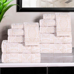Cotton Plush Towel Set 12-Piece Jasper Geometric Jacquard - Towel Set by Superior Brand