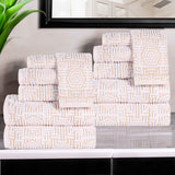 Cotton Plush Towel Set 12-Piece Jasper Geometric Jacquard - Towel Set by Superior Brand