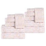 Cotton Plush Towel Set 12-Piece Jasper Geometric Jacquard - Towel Set by Superior Brand