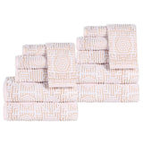 Cotton Plush Towel Set 12-Piece Jasper Geometric Jacquard - Towel Set by Superior Brand
