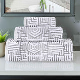 Cotton Modern Geometric Jacquard Plush Absorbent 3-Piece Towel Set - Towel Set by Superior Brand