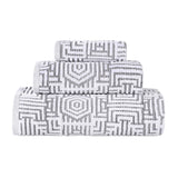 Cotton Modern Geometric Jacquard Plush Absorbent 3-Piece Towel Set - Towel Set by Superior Brand
