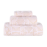 Cotton Modern Geometric Jacquard Plush Absorbent 3-Piece Towel Set - Towel Set by Superior Brand