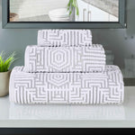 Cotton Modern Geometric Jacquard Plush Absorbent 3-Piece Towel Set - Towel Set by Superior Brand