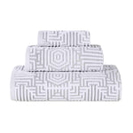 Cotton Modern Geometric Jacquard Plush Absorbent 3-Piece Towel Set - Towel Set by Superior Brand