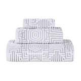 Cotton Modern Geometric Jacquard Plush Absorbent 3-Piece Towel Set - Towel Set by Superior Brand