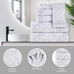 Cotton Modern Geometric Jacquard Plush Absorbent 3-Piece Towel Set - Towel Set by Superior Brand