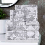 Cotton Modern Geometric Jacquard Plush Absorbent 6 Piece Towel Set - Towel Set by Superior Brand
