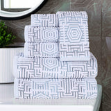 Cotton Modern Geometric Jacquard Plush Absorbent 6 Piece Towel Set - Towel Set by Superior Brand