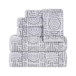 Cotton Modern Geometric Jacquard Plush Absorbent 6 Piece Towel Set - Towel Set by Superior Brand