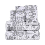 Cotton Modern Geometric Jacquard Plush Absorbent 6 Piece Towel Set - Towel Set by Superior Brand
