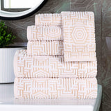 Cotton Modern Geometric Jacquard Plush Absorbent 6 Piece Towel Set - Towel Set by Superior Brand