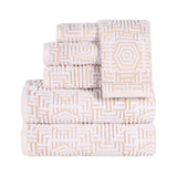 Cotton Modern Geometric Jacquard Plush Absorbent 6 Piece Towel Set - Towel Set by Superior Brand