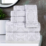 Cotton Modern Geometric Jacquard Plush Absorbent 6 Piece Towel Set - Towel Set by Superior Brand