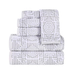Cotton Modern Geometric Jacquard Plush Absorbent 6 Piece Towel Set - Towel Set by Superior Brand