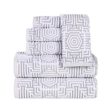 Cotton Modern Geometric Jacquard Plush Absorbent 6 Piece Towel Set - Towel Set by Superior Brand