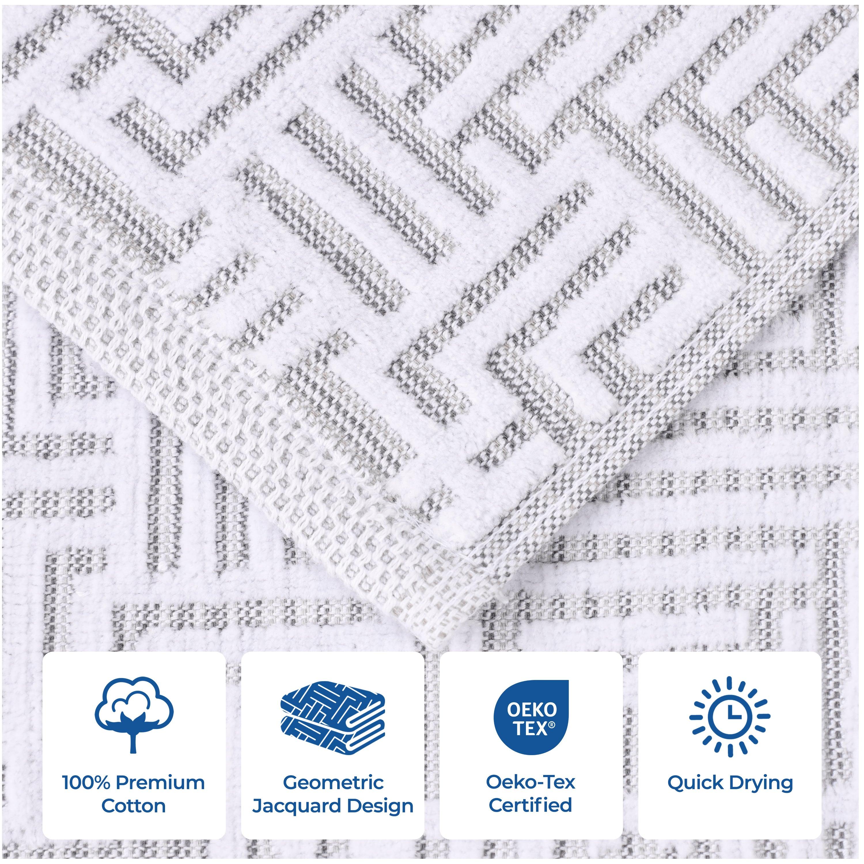 Cotton Modern Geometric Jacquard Plush Absorbent 6 Piece Towel Set - Towel Set by Superior Brand