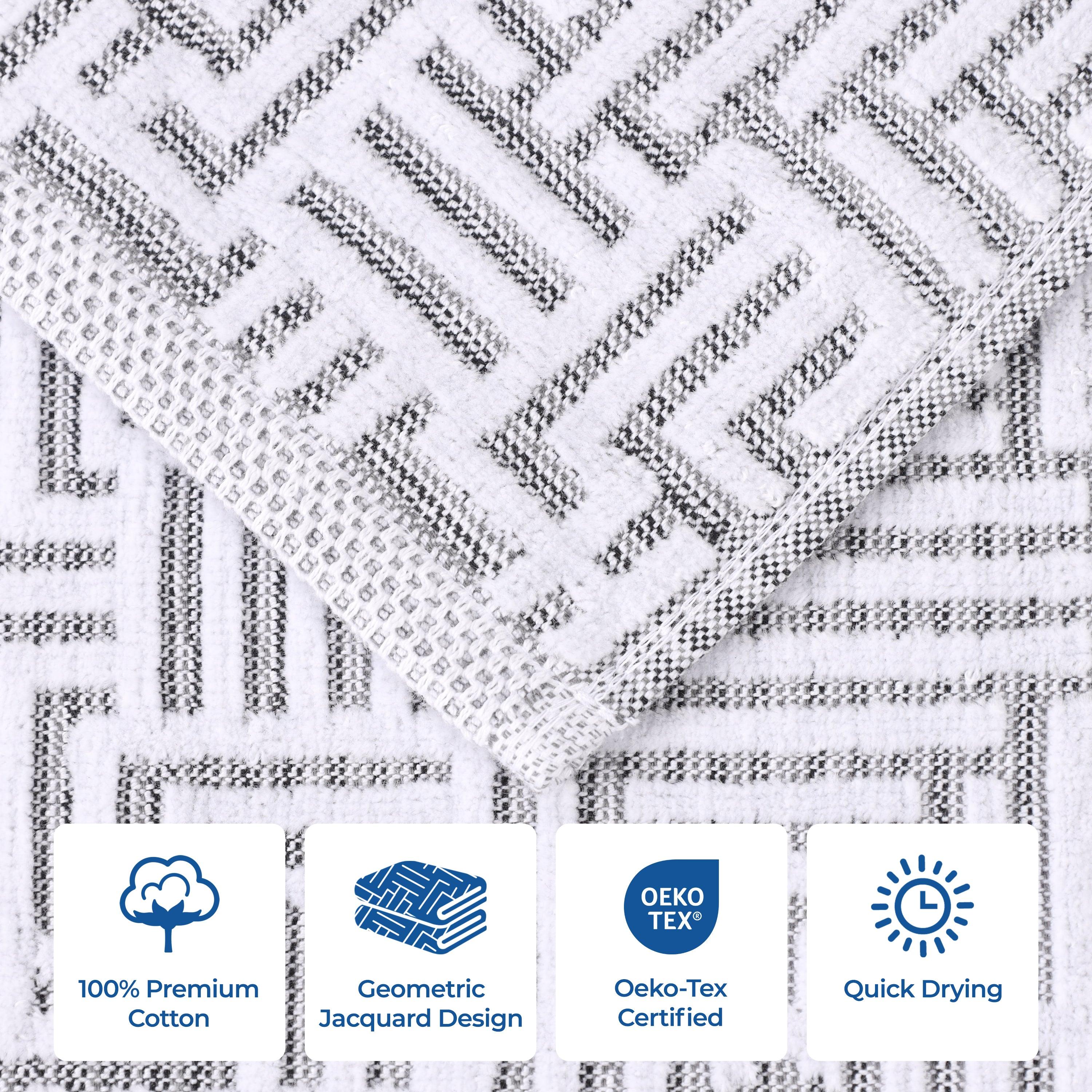 Cotton Modern Geometric Jacquard Plush Absorbent 6 Piece Towel Set - Towel Set by Superior Brand