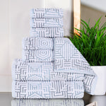 Cotton Modern Geometric Jacquard Plush Absorbent 8 Piece Towel Set - Towel Set by Superior Brand