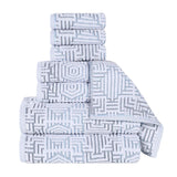 Cotton Modern Geometric Jacquard Plush Absorbent 8 Piece Towel Set - Towel Set by Superior Brand