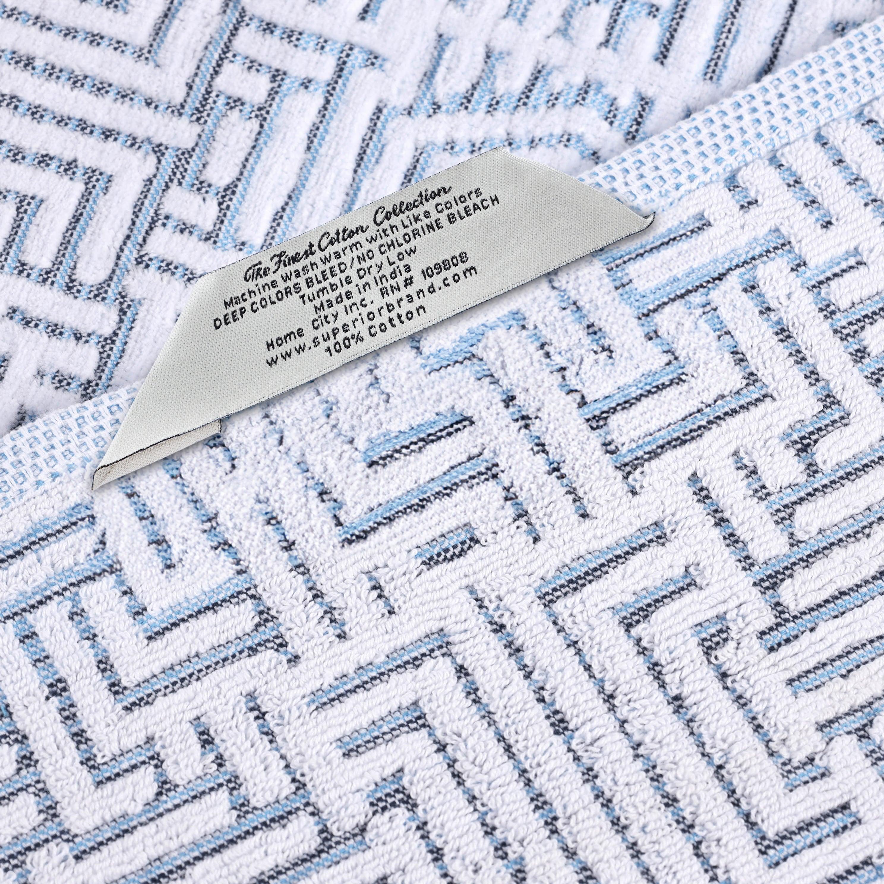 Cotton Modern Geometric Jacquard Plush Absorbent 8 Piece Towel Set - Towel Set by Superior Brand