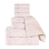 Cotton Modern Geometric Jacquard Plush Absorbent 8 Piece Towel Set - Towel Set by Superior Brand