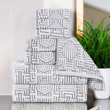 Cotton Modern Geometric Jacquard Plush Absorbent 8 Piece Towel Set - Towel Set by Superior Brand