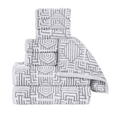 Cotton Modern Geometric Jacquard Plush Absorbent 8 Piece Towel Set - Towel Set by Superior Brand