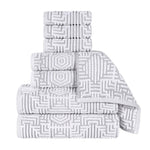Cotton Modern Geometric Jacquard Plush Absorbent 8 Piece Towel Set - Towel Set by Superior Brand