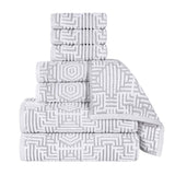 Cotton Modern Geometric Jacquard Plush Absorbent 8 Piece Towel Set - Towel Set by Superior Brand